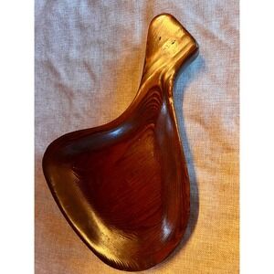 Vintage Artisian Handcrafted Solid Wood Bowl or Handled Serving Tray 15" x‎ 11"